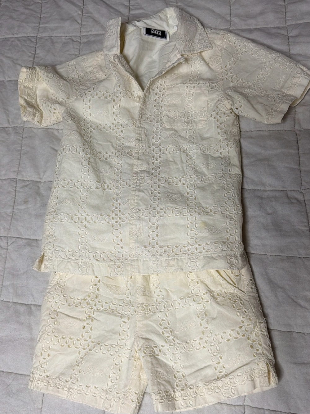 Kith Kids Cream Eyelet Short Set
